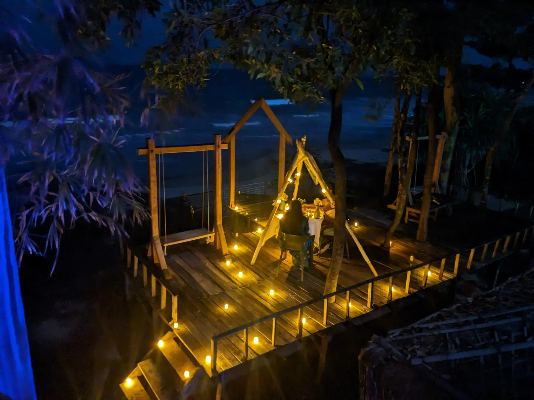 Candlelight dinner setting at Elysium Retreat